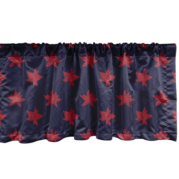 Ambesonne Botanical Valance Pack of 2, Autumn Leaves Romantic, 42"X18", Indigo and Pale Maroon