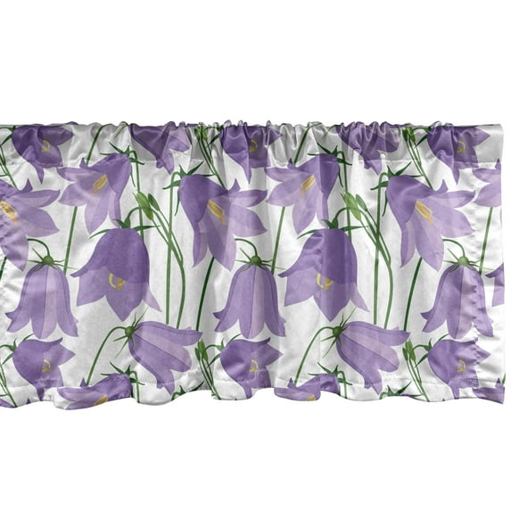 Ambesonne Botanical Valance Pack of 2, Bluebells Garden, 42"X12", Lavender Yellow