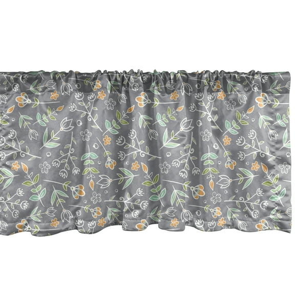 Ambesonne Botanical Valance Pack of 2, Garden Blossom Flowers, 42"X18", Purpleblue Mint Green