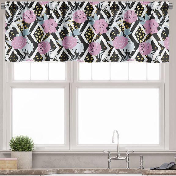 Ambesonne Botanical Valance Pack of 2, Grunge Blossoms Pattern, 42"X12", Multicolor