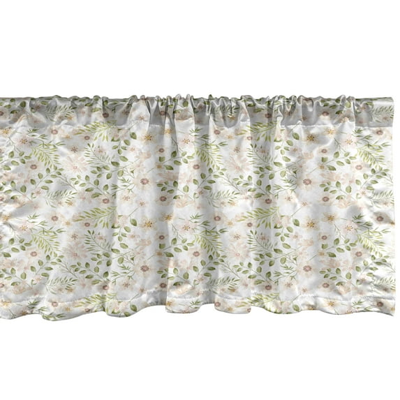 Ambesonne Botanical Valance Pack of 2, Pastel Art Vintage Floral, 42"X18", Blush and Pale Olive Green