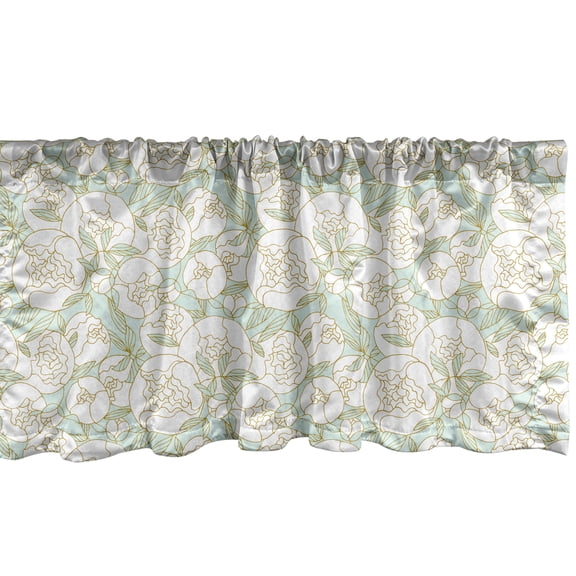 Ambesonne Botanical Valance Pack of 2, Pastel Peonies, 54"X18", Pale Blue Khaki White