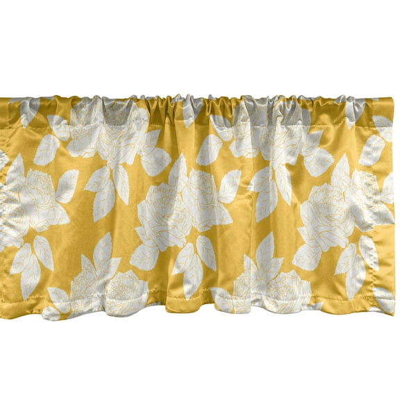 Ambesonne Botanical Valance Pack of 2, Peony and Rose Flowers, 54"X18", Pale Orange White