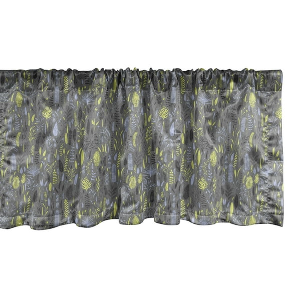 Ambesonne Botanical Valance Pack of 2, Retro Branches Leaves, 42"X12", Green Grey and Ceil Blue