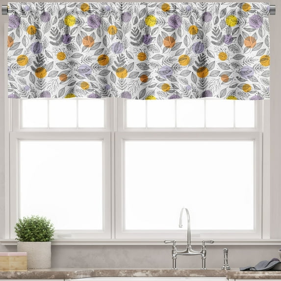 Ambesonne Botanical Valance Pack of 2, Round Blots and Leaves, 54"X12", Multicolor