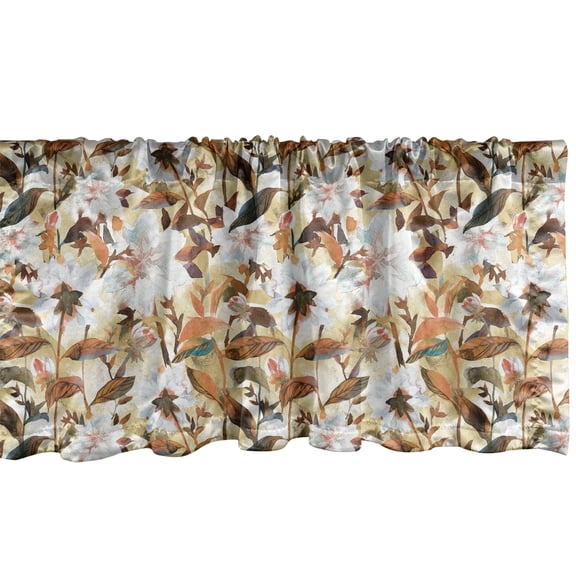 Ambesonne Botanical Valance Pack of 2, Summer Vintage Aster Art, 54"X12", Cinnamon and Pale Khaki