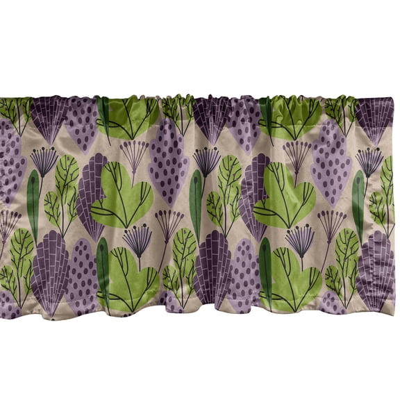 Ambesonne Botanical Window Valance, Abstract Leaves Garden, 54" X 12", Pale Sepia Multicolor