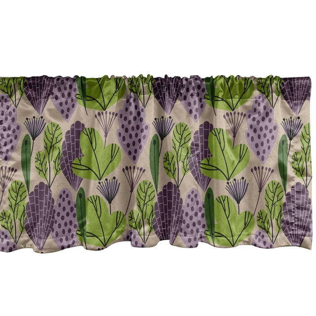 Ambesonne Botanical Window Valance, Abstract Leaves Garden, 54" X 12", Pale Sepia Multicolor