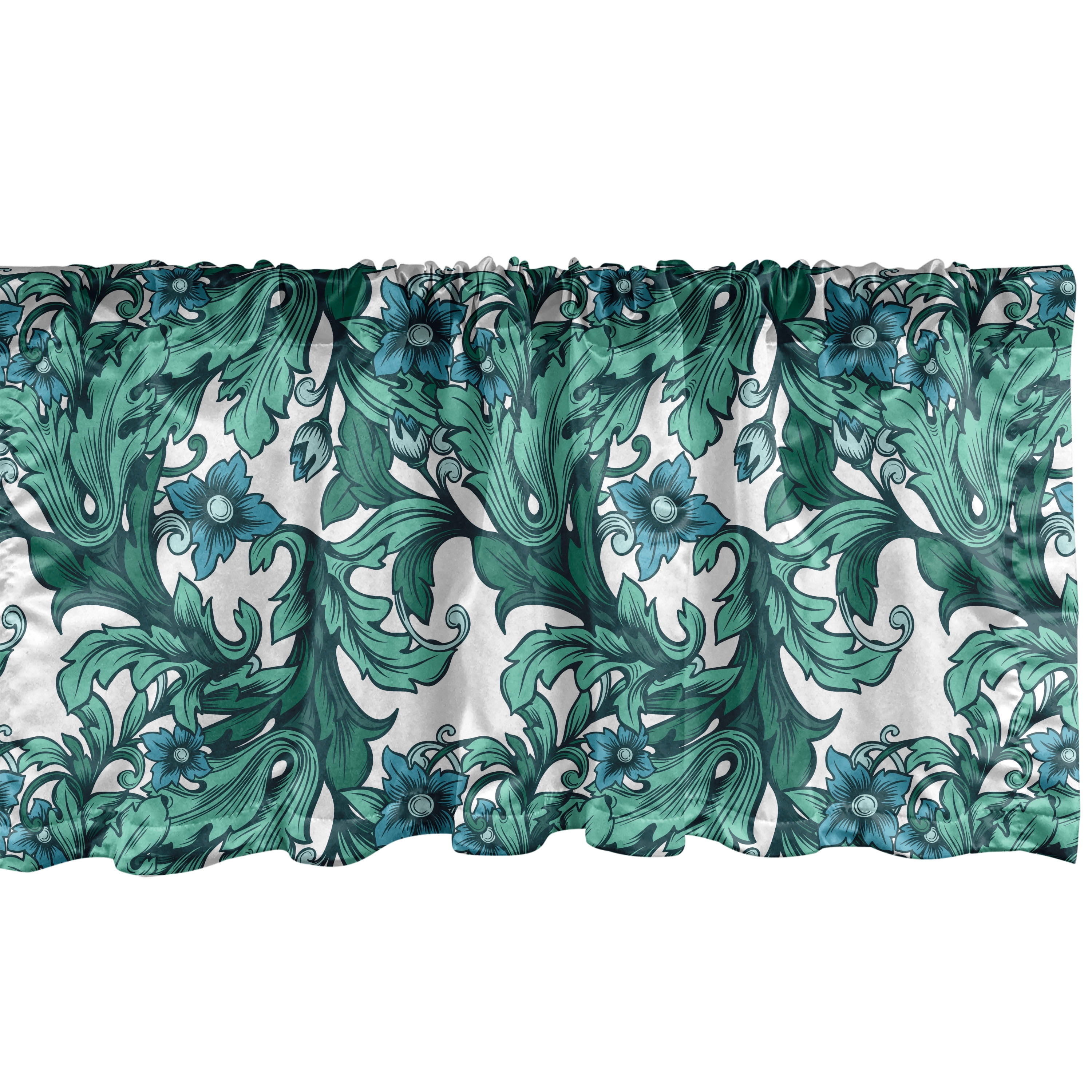 Ambesonne Botanical Window Valance, Art Deco Style Curvy Art, 42