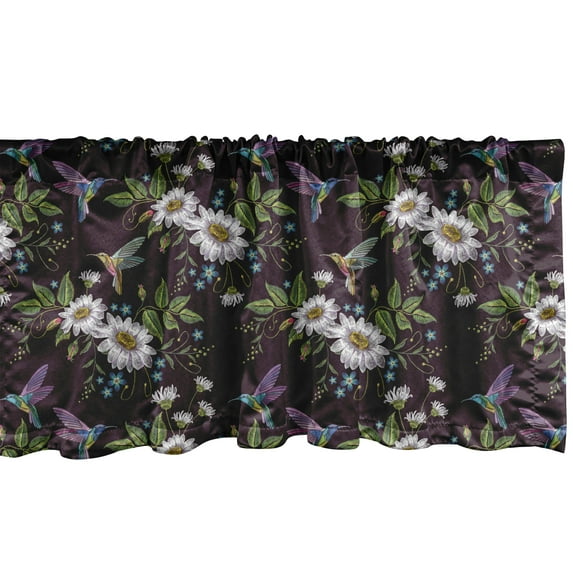 Ambesonne Botanical Window Valance, Birds Twigs Blossoms Art, 54" X 12", Dark Maroon Multicolor