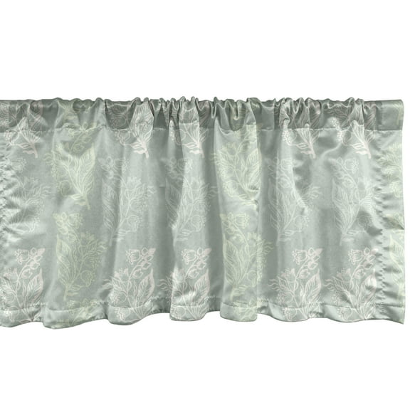 Ambesonne Botanical Window Valance, Continuous Flowers Motif, 54" X 18", Pale Sage Green White
