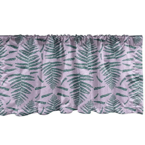 Ambesonne Botanical Window Valance, Fern Leaves on Pastel Background, Curtain Valance for Kitchen Bedroom Decor with Rod Pocket, 54" X 18", Pastel Purple Dark Teal