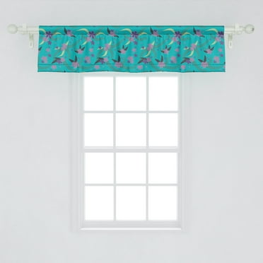 Ambesonne Botanical Window Valance, Flower Branches with Fern Leaf Summer Foliage Beauty Gardening Inspiration Theme, Curtain Valance for Kitchen Bedroom Decor with Rod Pocket, 54" X 12", Multicolor