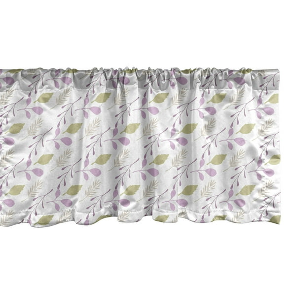 Ambesonne Botanical Window Valance, Forest Branches and Leaves Wildflowers of Rural Flourishing Valley, Curtain Valance for Kitchen Bedroom Decor with Rod Pocket, 54" X 18", Fuchsia and Avocado Green