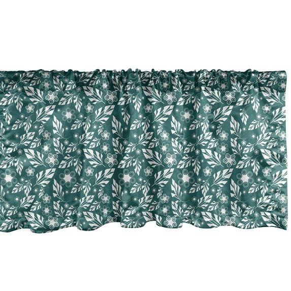 Ambesonne Botanical Window Valance, Forest Nature Blooming, 54" X 12", Dark Teal White