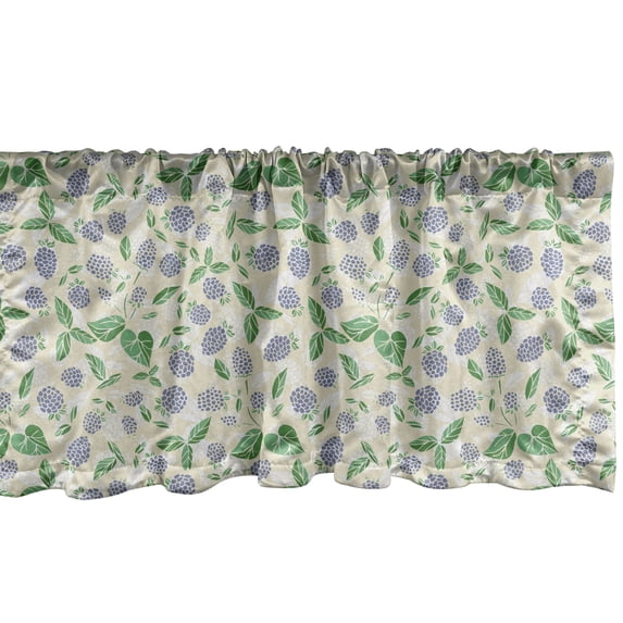 Ambesonne Botanical Window Valance, Garden Blossoms Leaves, 54" X 18", Lavender Blue Fern Green