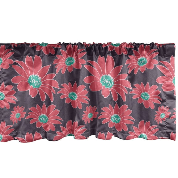 Ambesonne Botanical Window Valance, Irregular Design Floral Theme Romantic Flowers Pattern Natural Art, Curtain Valance for Kitchen Bedroom Decor with Rod Pocket, 54" X 18", Dark Coral and Eggplant