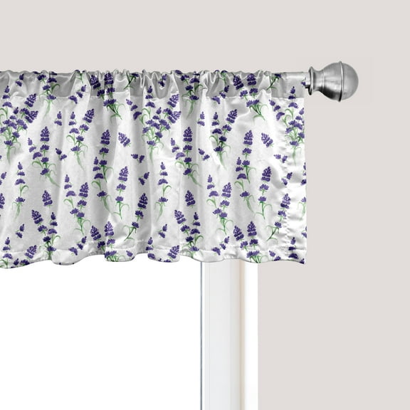 Ambesonne Botanical Window Valance, Lavender Bouquet Romance, 54" X 12", Indigo Olive Green