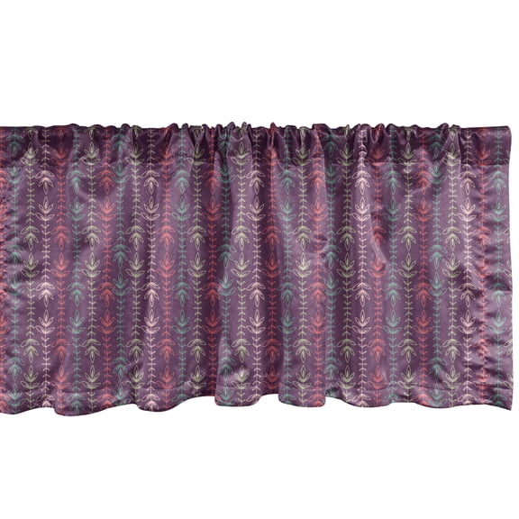 Ambesonne Botanical Window Valance, Leaves in Ethnic Style, 54" X 12", Eggplant Multicolor