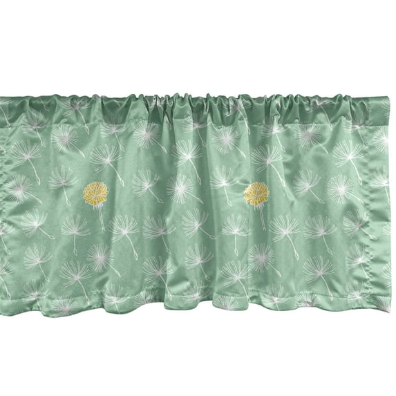 Ambesonne Botanical Window Valance, Minimalistic Dandelions, 54" X 12", Almond Green White
