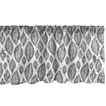 Ambesonne Botanical Window Valance, Monochrome Modernistic Nature Pattern with Abstract Exotic Leaves, Curtain Valance for Kitchen Bedroom Decor with Rod Pocket, 54" X 18", Charcoal Grey and White