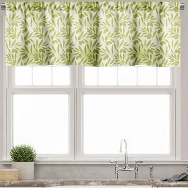 Ambesonne Botanical Window Valance, Olive on Leafy Branches, 54" X 12", Avocado Green Ivory
