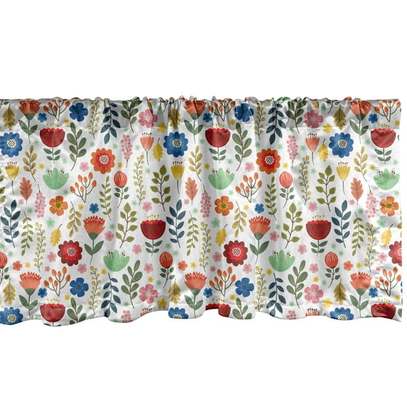 Ambesonne Botanical Window Valance, Ornate Fresh Nature, 54" X 18", Multicolor