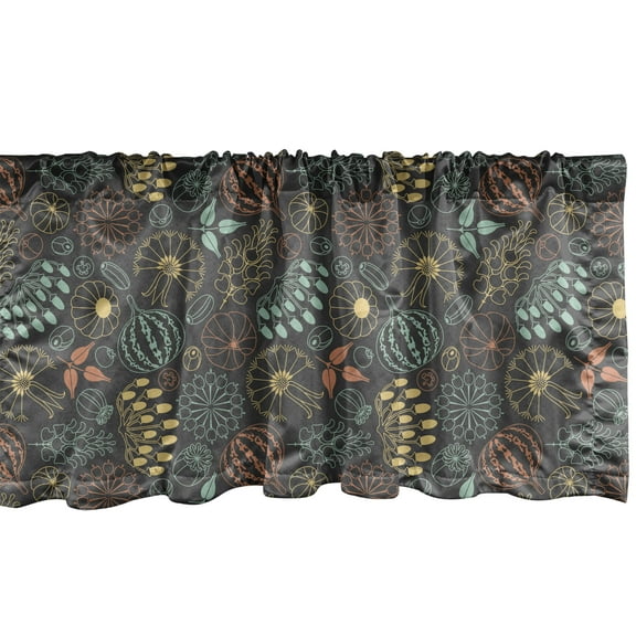 Ambesonne Botanical Window Valance, Outline Drawn Berry, 54" X 12", Multicolor