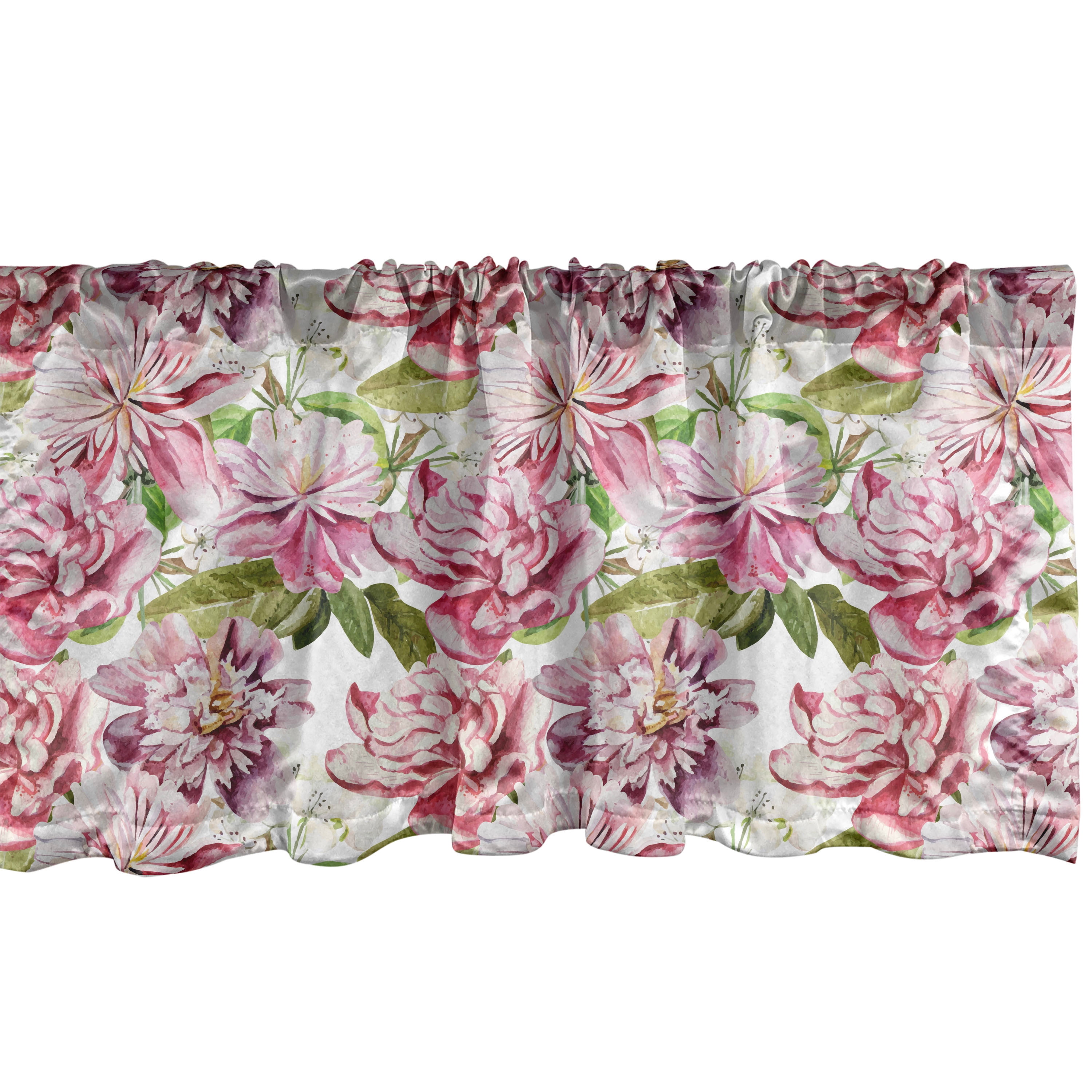 Floral Watercolor Satin Valance in Multicolor, 54" x 12"