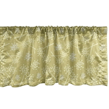 Ambesonne Botanical Window Valance, Retro Flowers and Herbs, 54" X 18", Khaki Pale Yellow