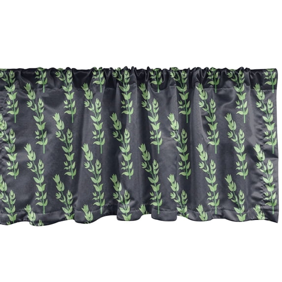Ambesonne Botanical Window Valance, Rhythmic Meadow Plants Pattern with Leafy Branch, Curtain Valance for Kitchen Bedroom Decor with Rod Pocket, 54" X 12", Blue Grey Shamrock Green