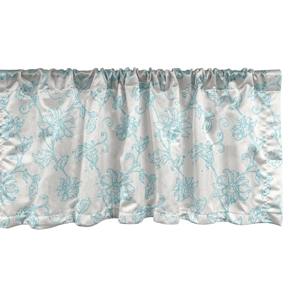 Ambesonne Botanical Window Valance, Romantic Simple Floral, 54" X 12", Pale Blue and Off White