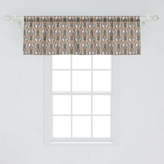Ambesonne Botanical Window Valance, Snowdrop Flowers on Almond Tone Backdrop, Curtain Valance for Kitchen Bedroom Decor with Rod Pocket, 54" X 18", Peach Pale Teal