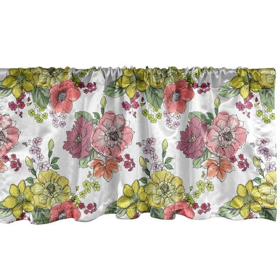 Ambesonne Botanical Window Valance, Summer Colorful Bouquets, 42" x 18", Multicolor