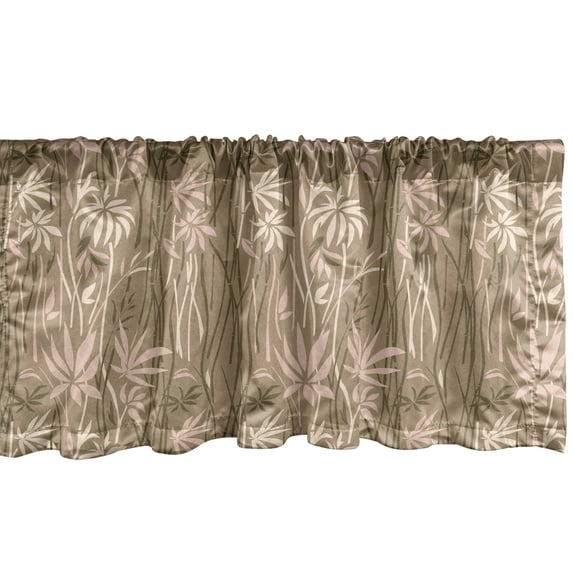 Ambesonne Botanical Window Valance, Tropical Leaf Nude Tones, 54" X 18", Camel and Pale Salmon