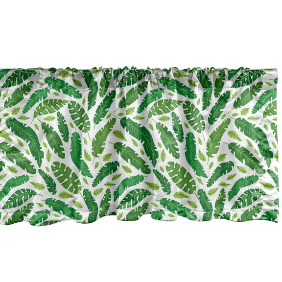 Ambesonne Botanical Window Valance, Tropical Rainforest Art, 54" X 18", White Forest Green Green