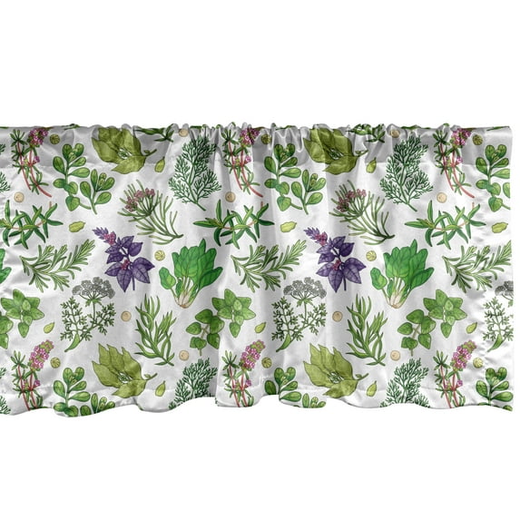 Ambesonne Botanical Window Valance, Vegetarian Diet Items, 54" X 12", Olive Green Purple White