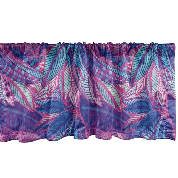 Ambesonne Botanical Window Valance with Rod Pocket, Colorful Paisley Print, 54" x 12", Hot Pink Sky Blue