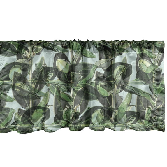 Ambesonne Botanical Window Valance with Rod Pocket, Eucalyptus Branches Leaf, 54" x 12", Peacock Green and Teal