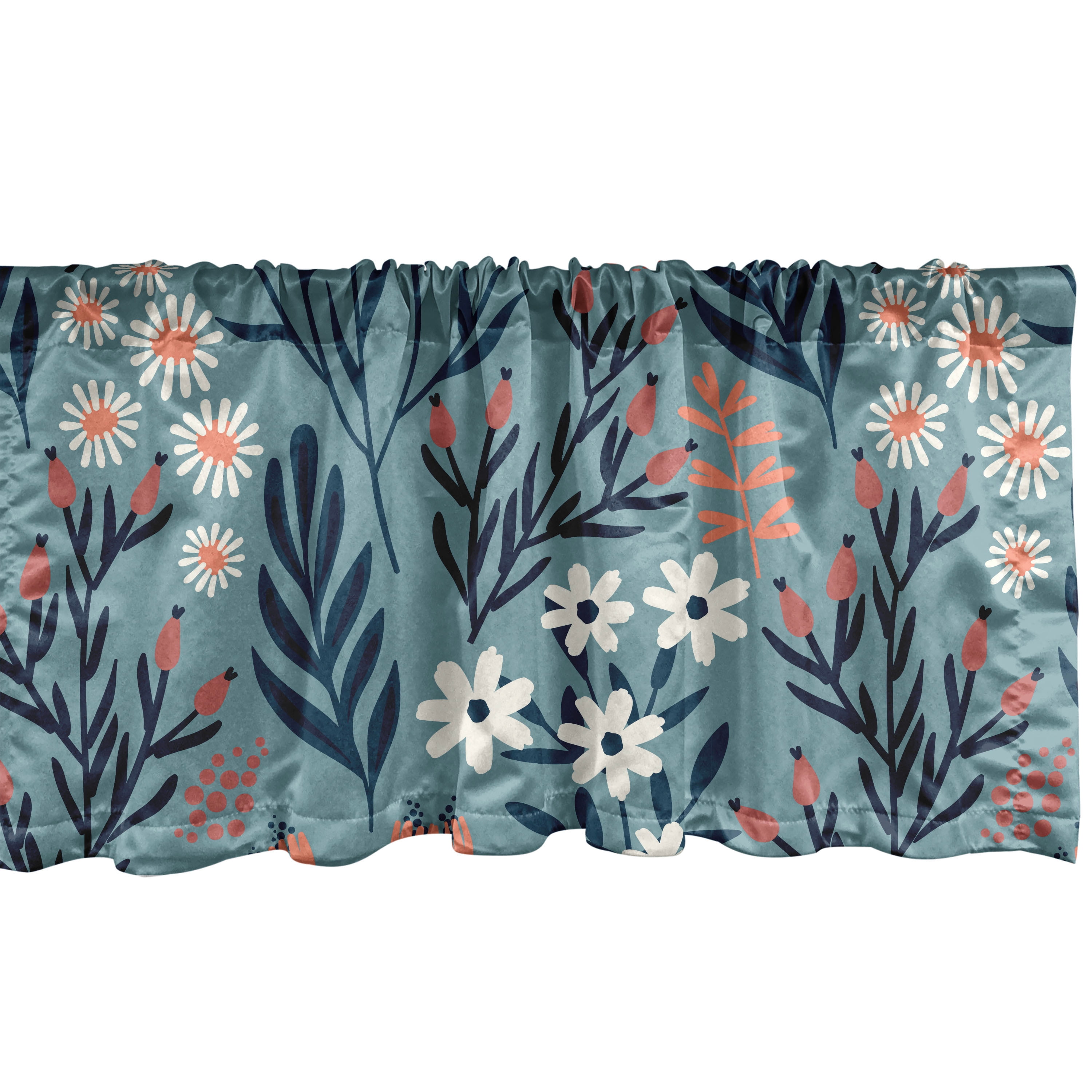 Ambesonne Botanical Window Valance with Rod Pocket, Flowers Nature ...