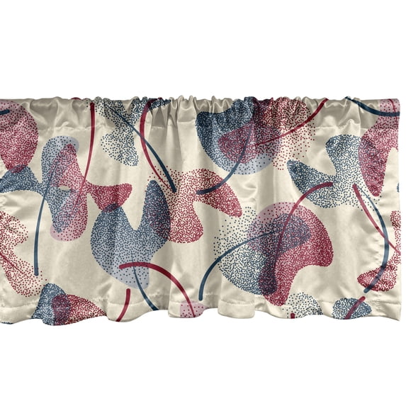 Ambesonne Botanical Window Valance with Rod Pocket, Leaves Autumn Simplified, 54" x 12", Blue Grey Maroon
