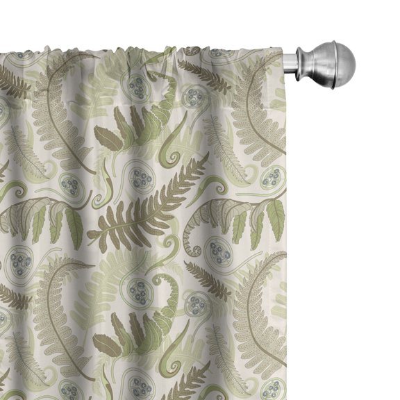 Ambesonne Botany Curtains, Curlicue Fern Leaves Art, Pair of 28"x63", Eggshell and Dark Tan