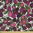 thumbnail image 1 of Ambesonne Botany Fabric by the Yard Microfiber, Pinkish Blackberries Pattern, 1 Yard, Raspberry Lime Green, 1 of 2