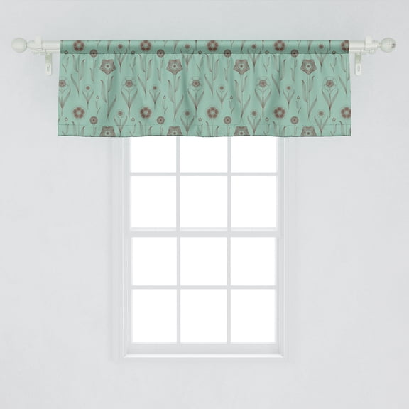 Ambesonne Botany Window Valance, Classic Bouquet Petals Shabby Flowers Retro Floral Fragrance Beauty Theme, Curtain Valance for Kitchen Bedroom Decor with Rod Pocket, 54" X 18", Taupe and Sea Green