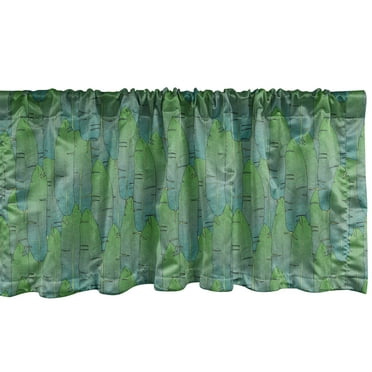 Ambesonne Botany Window Valance, Exotic Palm Leaves Motifs, 54" X 12", Fern Green Multicolor