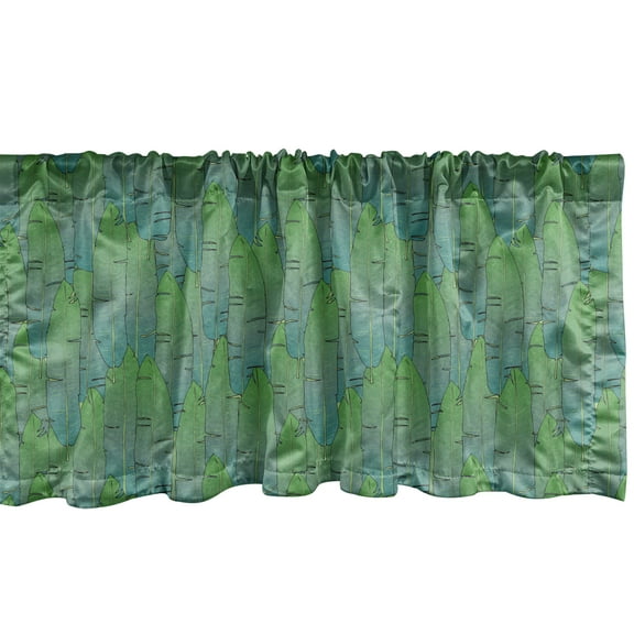 Ambesonne Botany Window Valance, Exotic Palm Leaves Motifs, 54" X 12", Fern Green Multicolor