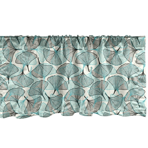Ambesonne Botany Window Valance, Ginkgo Leaves Nature Herbs, 54" X 12", Turquoise Eggshell