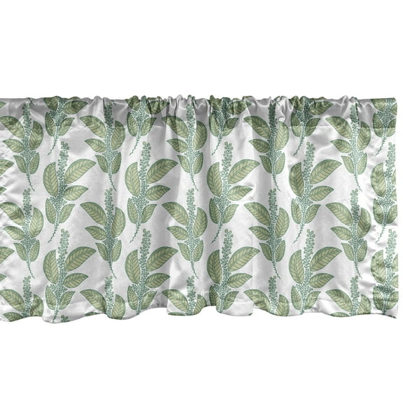 Ambesonne Botany Window Valance, Rhythmic Leaves and Blossoms of Wild Botanical Pattern, Curtain Valance for Kitchen Bedroom Decor with Rod Pocket, 54" X 12", Khaki Sea Green