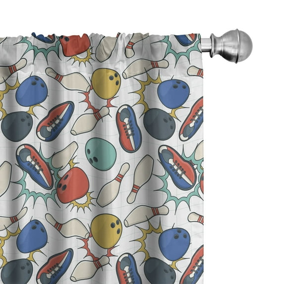 Ambesonne Bowling Curtains, Color Doodle Retro, Pair of 28"x63", Multicolor