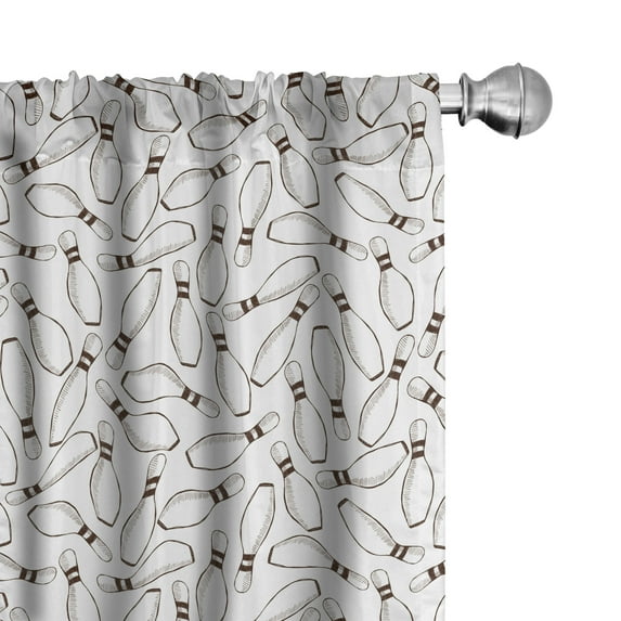 Ambesonne Bowling Party Curtains, Hobby Sketchy, Pair of 28"x95", Dark Brown White